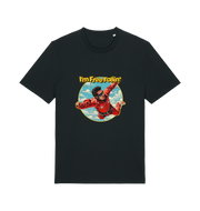 Black music t-shirt with a graphic of a person in a red suit free falling with the slogan 'I'm Free Fallin'