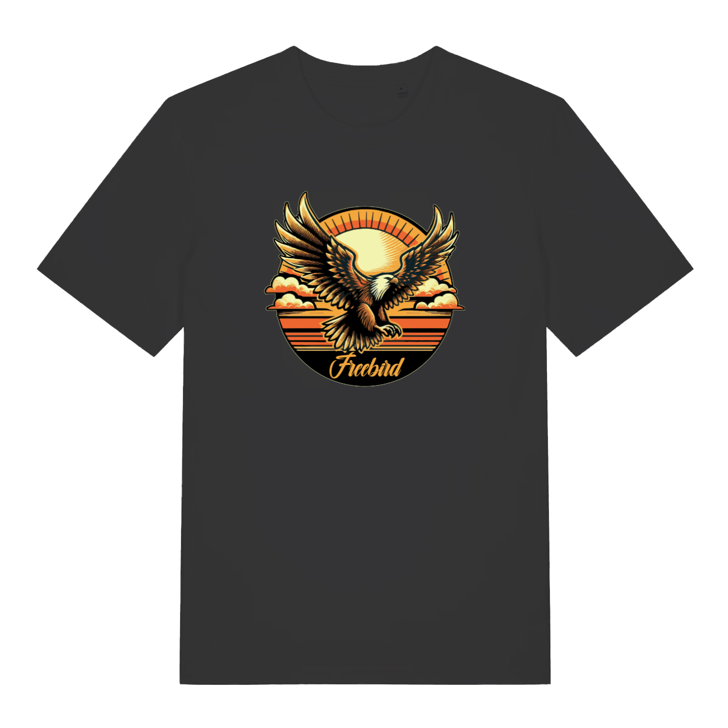 black music t-shirt with the graphic of an eagle and the slogan 'freebird'