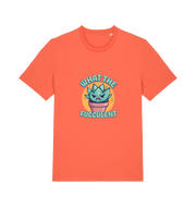 orange kawaii t-shirt with the graphic of a potted plant and the slogan 'fucculent'