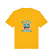 yellow kawaii t-shirt with the graphic of a potted plant and the slogan 'fucculent'