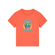 orange funny offensive t-shirt with the graphic of a succulent and the slogan 'what the fucculent'