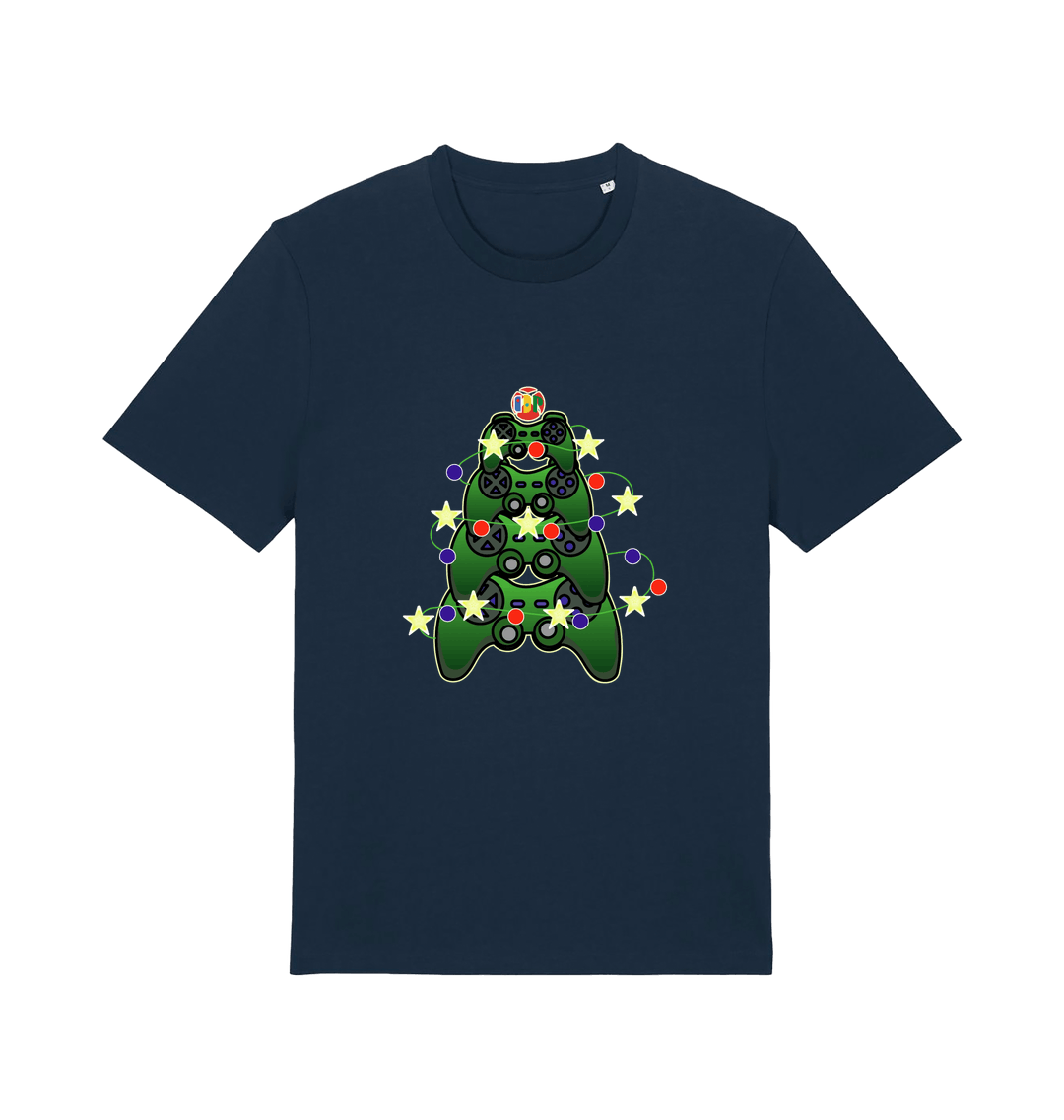 navy gamers-christmas-tshirt-white-xmas-tee