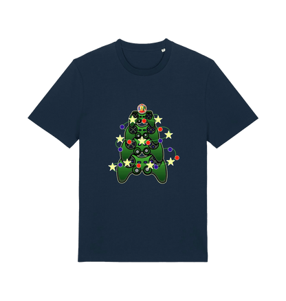 navy gamers-christmas-tshirt-white-xmas-tee