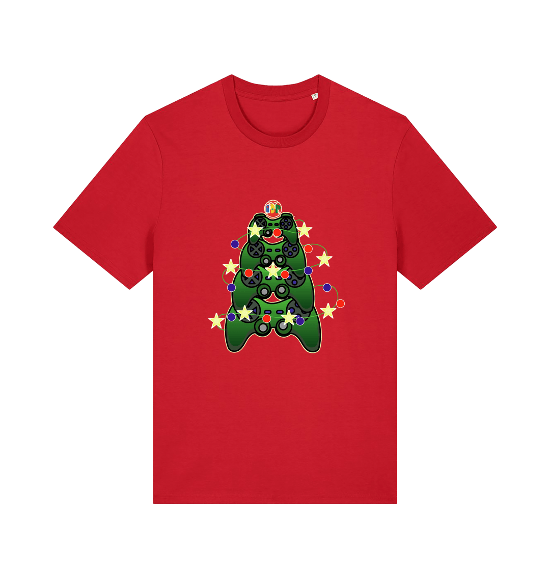 red gamers-christmas-tshirt-white-xmas-tee