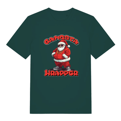 Glazed Green Gangsta Wrapper T-shirt flat lay showing Santa with chain "Gangsta Wrapper"