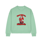 green christmas sweater with the graphic of santa dressed as a gangster and the slogan 'gangsta wrapper'