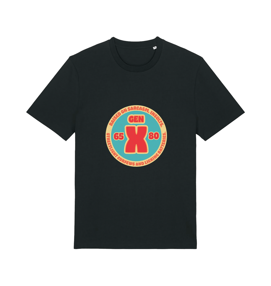 black funny dad t-shirt with a gen x graphic