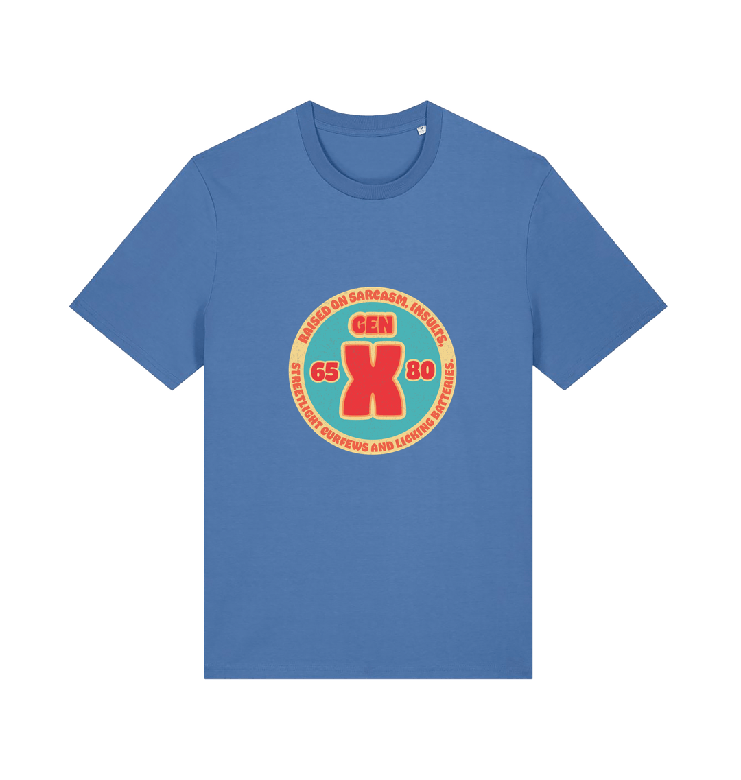 blue funny dad t-shirt with a gen x graphic