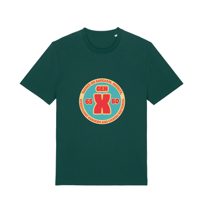 green funny dad t-shirt with a gen x graphic