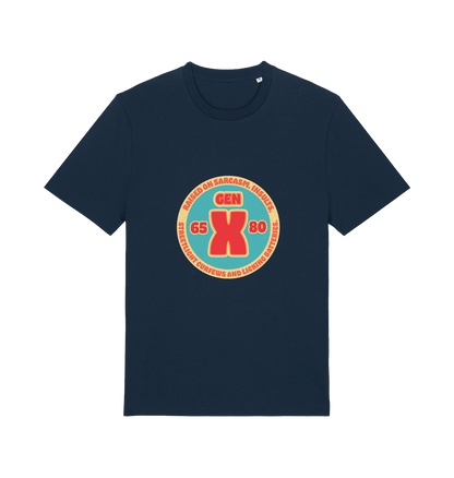 navy funny dad t-shirt with a gen x graphic