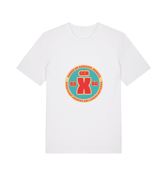 white funny dad t-shirt with a gen x graphic