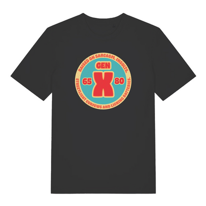 black funny dad t-shirt with the slogan 'gen x'
