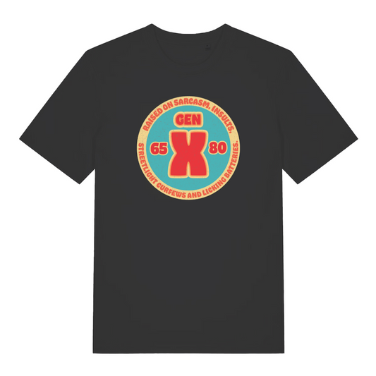 black funny dad t-shirt with the slogan 'gen x'