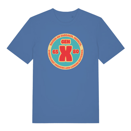 blue funny dad t-shirt with the slogan 'gen x'