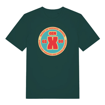 green funny dad t-shirt with the slogan 'gen x'