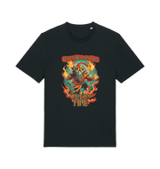 black music t-shirt with the graphic of the devil and the slogan 'god of hell fire i bring you fire'