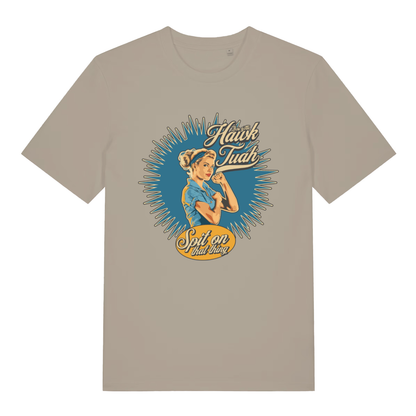 Stone Gotta Hawk Tuah T-shirt flat lay displaying viral meme retro style design