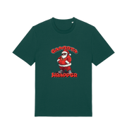 green christmas t-shirt with the graphic of santa and the slogan 'gangster wrapper'