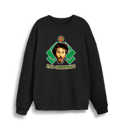 black christmas sweater with a graphic of die hards gruber and the slogan 'it's christmas'