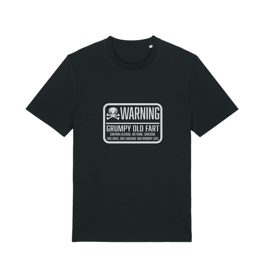 black retirement t-shirt with the slogan 'warning grumpy old man'