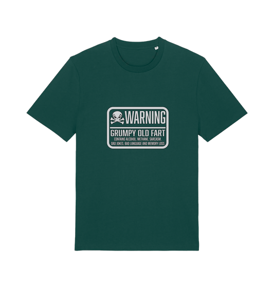 green retirement t-shirt with the slogan 'warning grumpy old man'