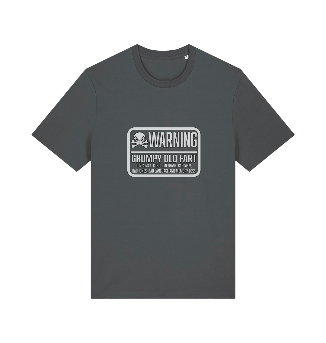 grey retirement t-shirt with the slogan 'warning grumpy old man'