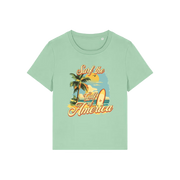 green funny t-shirt with a tropical graphic and the slogan 'gulf of america'