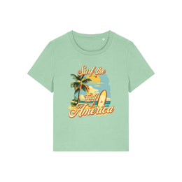 green funny t-shirt with a tropical graphic and the slogan 'gulf of america'