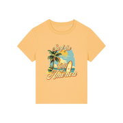 yellow funny t-shirt with a tropical graphic and the slogan 'gulf of america'