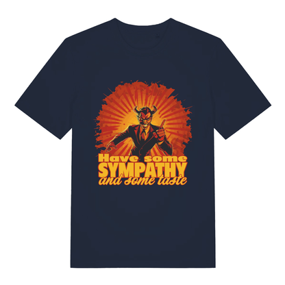 French Navy Have Some Sympathy T-shirt flat lay showing "sympathy and some taste" devil illustration