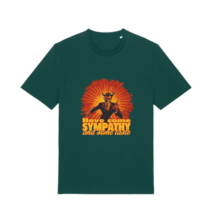 green music t-shirt with the graphic of a devil and the slogan 'have some sympathy and some taste'