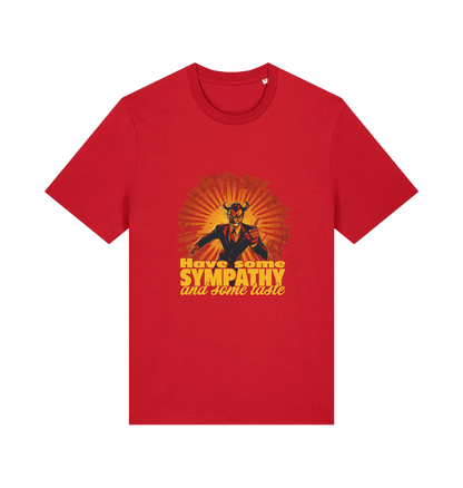 red music t-shirt with the graphic of a devil and the slogan 'have some sympathy and some taste'