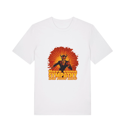 white music t-shirt with the graphic of a devil and the slogan 'have some sympathy and some taste'