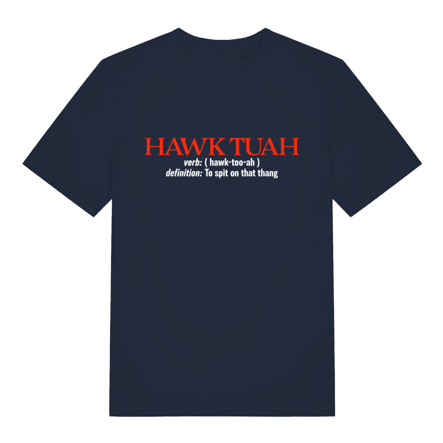 French Navy Hawk Tuah Definition T-shirt flat lay featuring funny viral meme dictionary graphic