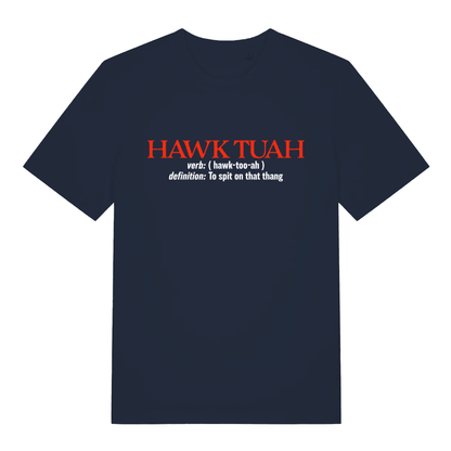 French Navy Hawk Tuah Definition T-shirt flat lay featuring funny viral meme dictionary graphic