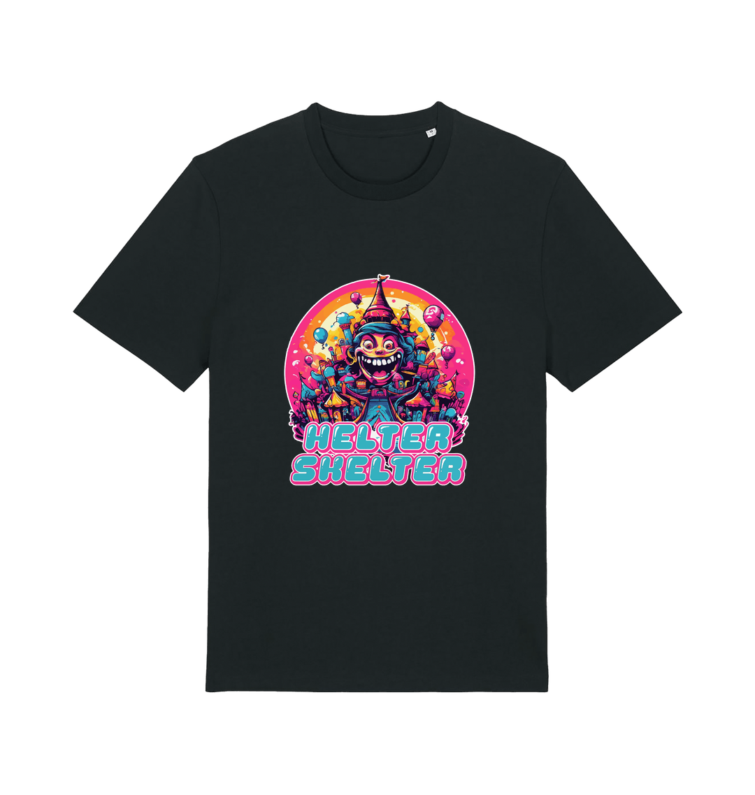 black music t-shirt with a colourful graphic and the slogan helter skelter