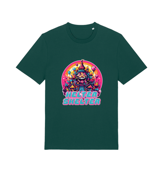 green music t-shirt with a colourful graphic and the slogan helter skelter