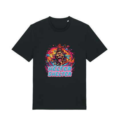black music t-shirt with the colourful graphic of a scary looking clown and the slogan 'helter skelter'
