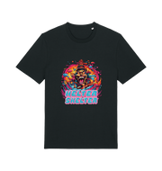 black music t-shirt with the colourful graphic of a scary looking clown and the slogan 'helter skelter'