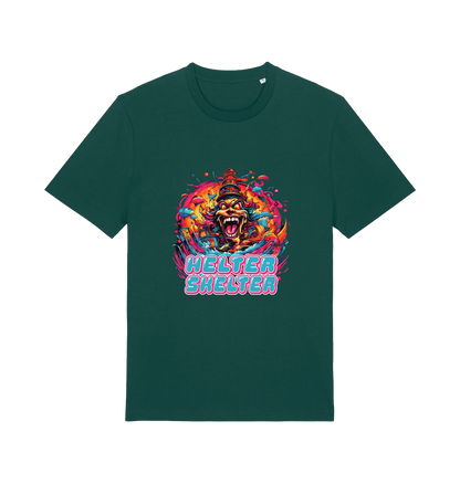 green music t-shirt with the colourful graphic of a scary looking clown and the slogan 'helter skelter'