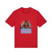 red music t-shirt with the colourful graphic of a scary looking clown and the slogan 'helter skelter'