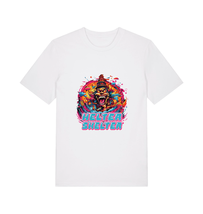 white music t-shirt with the colourful graphic of a scary looking clown and the slogan 'helter skelter'