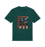 green music t-shirt with graphic design of three children and the slogan 'hey ho lets go'