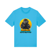 blue funny animal t-shirt with the graphic of a hippo and the slogan 'hip-hop apotamus'