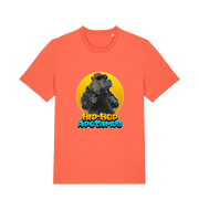 orange funny animal t-shirt with the graphic of a hippo and the slogan 'hip-hop apotamus'