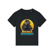 Black kawaii t-shirt with a graphic of a hippo wearing sunglasses and text 'Hip-Hop Apotamus' 
