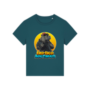 teal kawaii t-shirt with a graphic of a hippo wearing sunglasses and text 'Hip-Hop Apotamus'