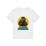 white kawaii t-shirt with a graphic of a hippo wearing sunglasses and text 'Hip-Hop Apotamus'