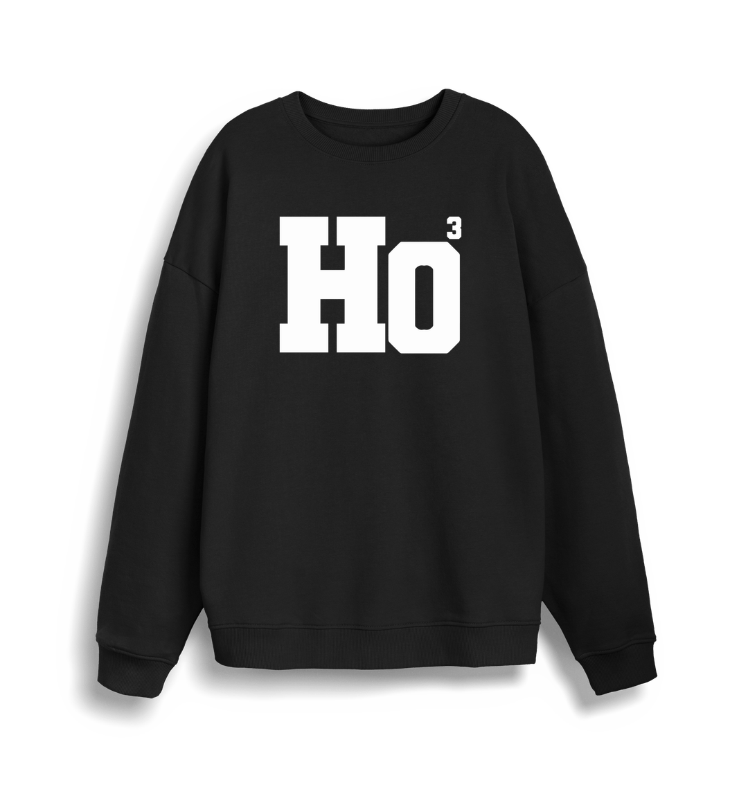 black xmas sweater with the slogan 'ho3'