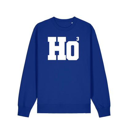 blue xmas sweater with the slogan 'ho3'